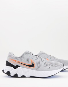 Серо-оранжевые кроссовки Nike Running Renew Ride 2-Серый