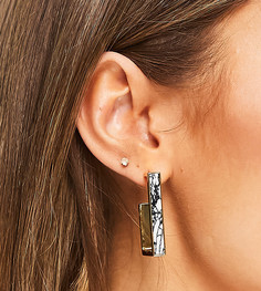 Серьги-кольца с позолотой 14 карат и черно-белой вставкой из полимерного материала ASOS DESIGN-Золотистый