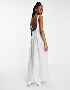 Полосатое платье макси с овальным вырезом и драпировкой на спине ASOS DESIGN-Multi