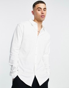 Рубашка из трикотажа белого цвета с длинными рукавами River Island-Белый