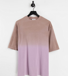 Oversized-футболка в рубчик розового цвета с эффектом омбре COLLUSION Unisex-Розовый цвет
