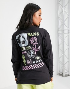 Черный лонгслив с принтом на спине Vans Alta Loma-Черный цвет