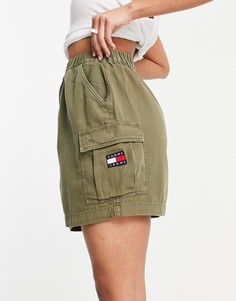 Мини-юбка цвета хаки в утилитарном стиле Tommy Jeans-Зеленый цвет