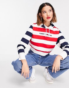 Укороченный худи с полосками темно-синего и красного цветов Tommy Jeans-Многоцветный