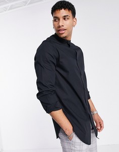 Черная удлиненная рубашка с винтажным воротником ASOS DESIGN-Черный цвет