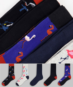 Набор из 5 пар разноцветных носков с принтами фламинго Jack & Jones-Multi