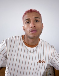 Белая oversized-футболка в тонкую полоску с логотипом New Era-Белый