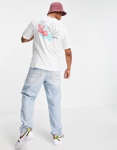 Белая oversized-футболка с принтом ромашек на спине Only & Sons-Белый