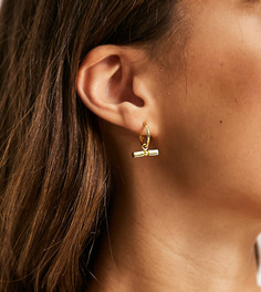 Серьги-кольца из позолоченного серебра с T-образными подвесками ASOS DESIGN-Золотистый