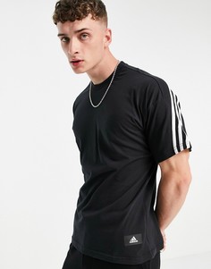 Черная футболка с 3 полосками adidas-Черный