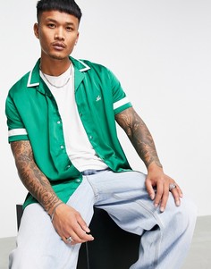 Свободная рубашка в стиле рубашки боулинга с вышитым логотипом ASOS DESIGN Actual-Зеленый цвет