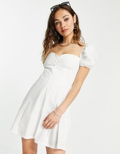 Белое платье из поплина на пуговицах Bershka-Белый