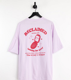 Сиреневая футболка из органического хлопка с графическим принтом "Date Line" Reclaimed Vintage Inspired-Фиолетовый цвет