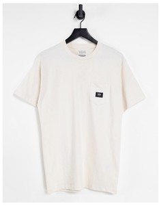 Кремовая футболка с нашивкой на кармане Vans-Белый