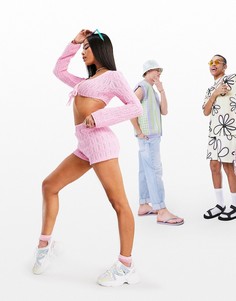 Розовые ажурные шорты от комплекта ASOS DESIGN-Розовый цвет