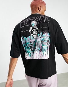Черная oversized-футболка с принтом альбома Glamazon Рупола ASOS DESIGN-Черный цвет