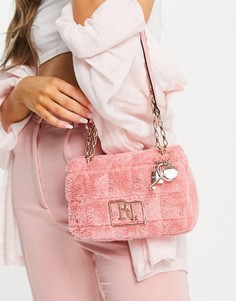 Розовая стеганая сумка на плечо из искусственного меха River Island-Розовый цвет