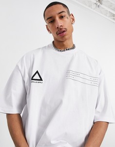 Белая oversized-футболка из плотного трикотажа с принтом логотипа на груди и спинке ASOS Unrvlld Spply-Белый