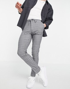 Строгие брюки от комплекта в синюю шотландскую клетку ASOS DESIGN-Голубой