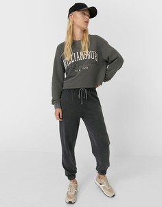 Серый свитшот с эффектом кислотной стирки Stradivarius Williamsburg