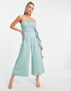 Комбинезон-бандо с оборками ASOS DESIGN-Зеленый цвет