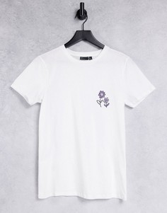 Белая свободная футболка с мультяшным принтом цветков ASOS DESIGN-Белый