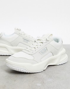 Кроссовки в кремовой гамме с накладками и на массивной подошве Lacoste Ace Lift-Белый