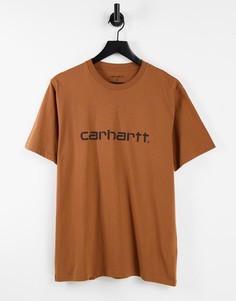 Коричневая футболка с логотипом Carhartt WIP-Коричневый цвет