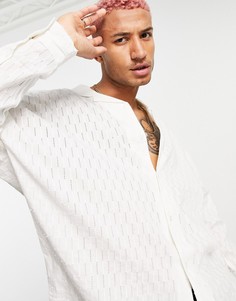 Белая oversize-рубашка из фактурного хлопка с отложным воротником и заниженной линией плеч ASOS DESIGN-Белый