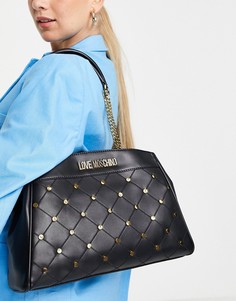 Черная сумка на плечо с заклепками Love Moschino-Черный