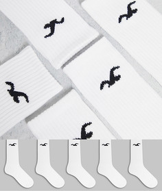 Набор из 5 пар белых спортивных носков с логотипом Hollister-Белый