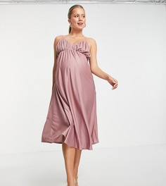 Розовое платье макси со сборками на лифе и тонкими бретельками ASOS DESIGN Maternity-Розовый цвет