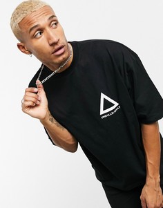 Черная футболка в стиле oversized с принтом на груди ASOS Unrvlld Spply-Черный