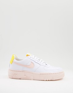 Белые кроссовки с жемчужно-желтой отделкой Nike Air Force 1 Pixel-Белый