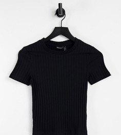 Черная футболка узкого кроя в рубчик ASOS DESIGN Tall-Черный цвет