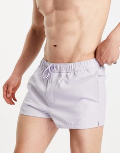 Сиреневые шорты для плавания «под лен» очень короткой длины ASOS DESIGN-Фиолетовый цвет