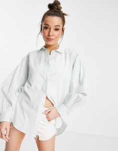 Зеленая поплиновая рубашка в полоску New Look-Зеленый цвет