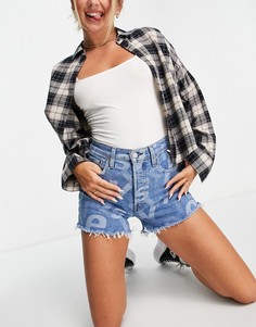 Джинсовые шорты синего выбеленного цвета Levis 501-Голубой Levis®