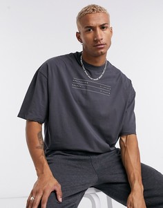 Черная футболка в стиле oversized с принтом логотипа ASOS Unrvlld Spply-Серый