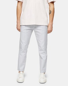 Голубые зауженные брюки-джоггеры в полоску Topman-Голубой