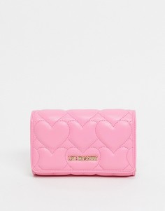 Стеганый кошелек розового цвета с сердечками Love Moschino-Белый