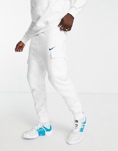 Белые флисовые джоггеры карго с логотипом Nike Zig Zag-Белый