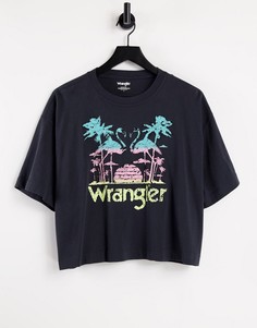 Черная укороченная футболка с графическим логотипом Wrangler-Черный цвет