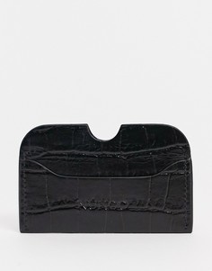 Черный кожаный кошелек для пластиковых карт с фактурой под крокодила Nunoo Carla