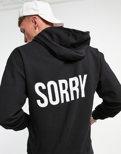 Черный худи с принтом на спине "sorry" и принтом "not sorry" спереди Night Addict