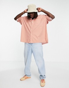 Рубашка коричневого цвета в стиле "super oversized" в полоску с нагрудным карманом ASOS DESIGN-Коричневый цвет