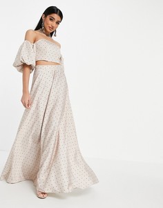 Пышная юбка макси в горошек ASOS DESIGN Lehenga-Многоцветный