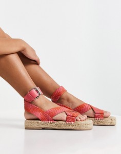 Эспадрильи из плетеной кожи розового и красного цветов ASOS DESIGN Jealous-Multi