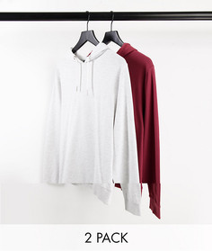 Набор из 2 легких худи бордового и бежевого цветов ASOS DESIGN-Multi