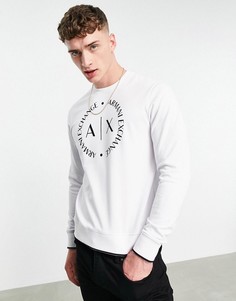 Белый свитшот с круглым логотипом Armani Exchange